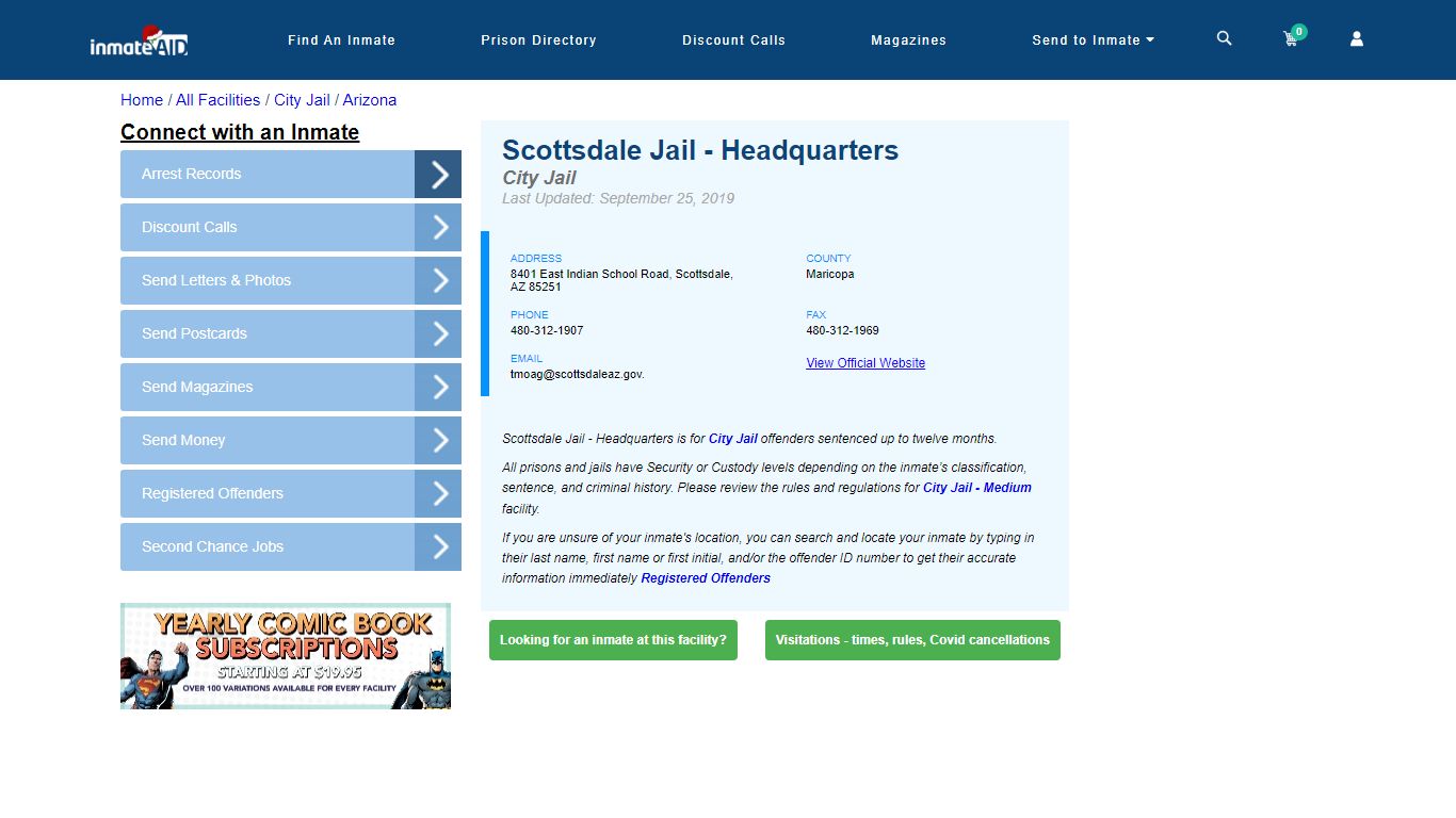 Scottsdale Jail - Headquarters | Inmate Locator